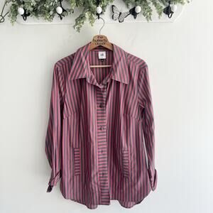 Cabi Regatta Shacket #6083 Red Blue Striped Button Down Long Sleeve Medium X3200